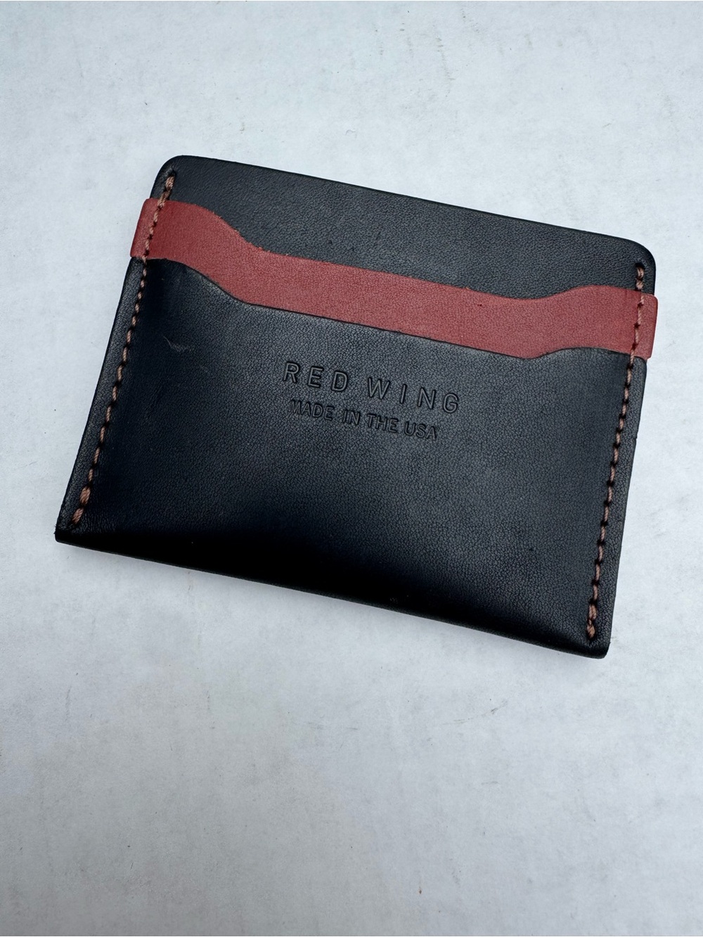 Red Wing Black Leather Card & Key Sleeve with Red Accent
